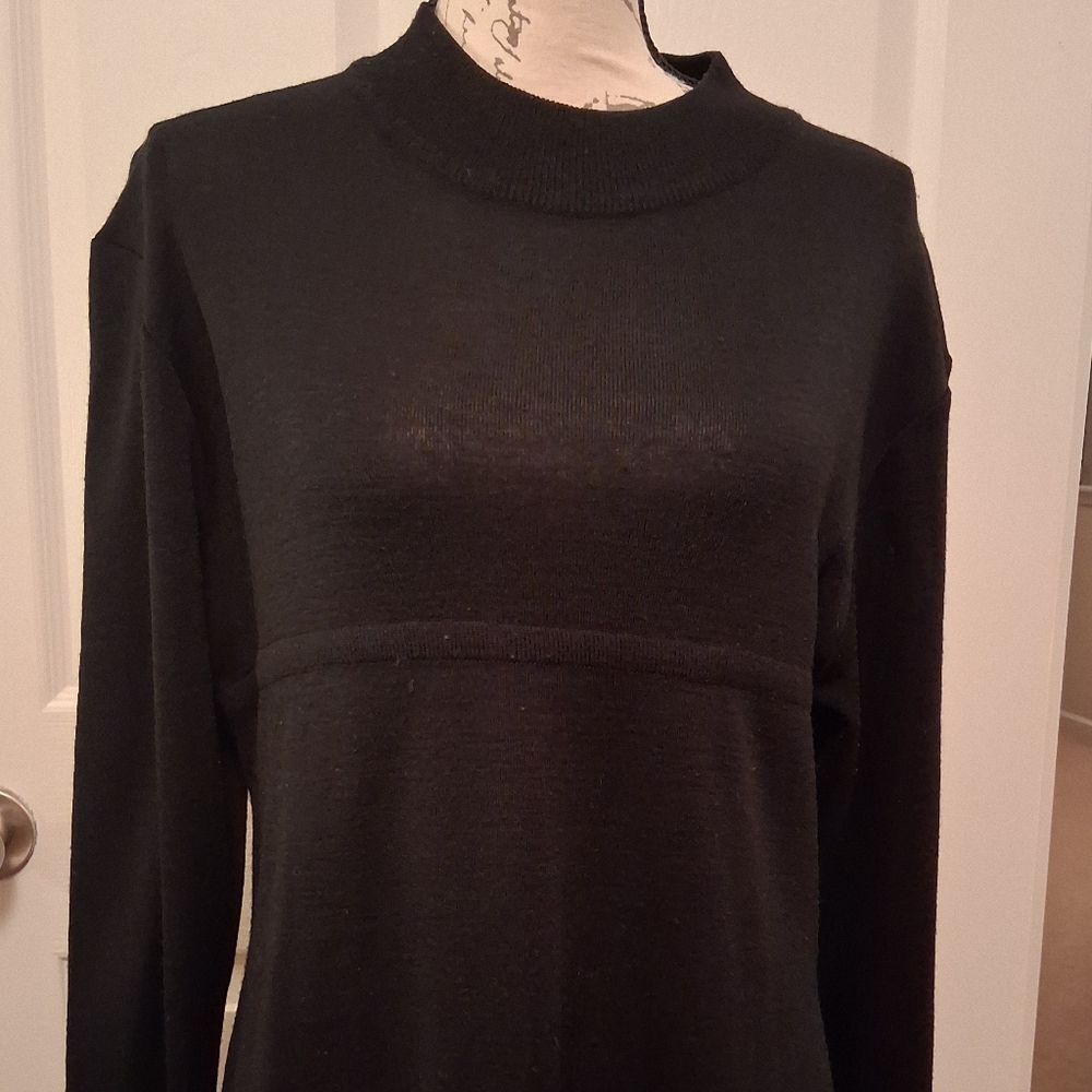 High Neck Pullover Black Knit Sweater Dress. Size 12 M